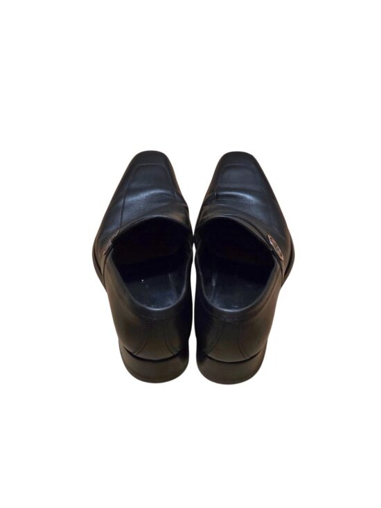 Gucci Black Leather Slip-On Loafers with Interlocking GG Accent Size 8D